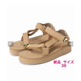 ドゥーズィエムクラス(DEUXIEME CLASSE)のSUICOKE SUEDE SANDAL  ベージュ  36  【新品】(サンダル)