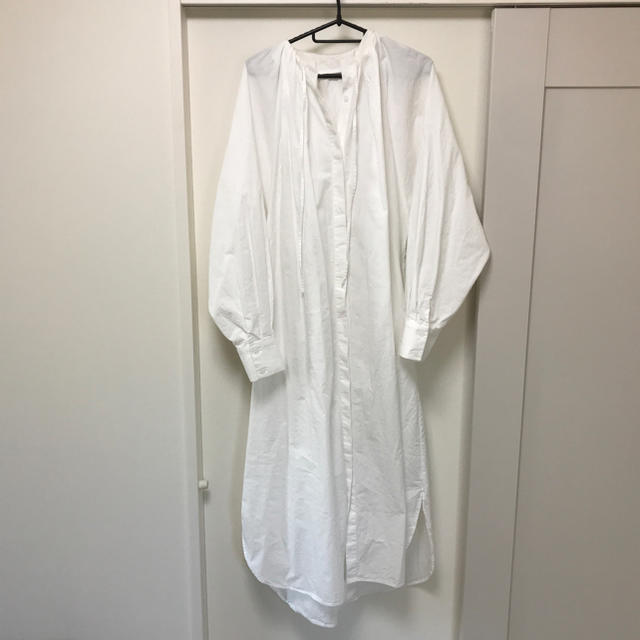 素材綿100%販売価格マチャット ギャザーロングシャツドレス