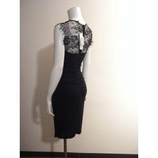 タダシショウジ(TADASHI SHOJI)の伊リナシメント♪女らしい理想シルエットのレース使いストレッチジャージワンピ◆Ｓ(ひざ丈ワンピース)