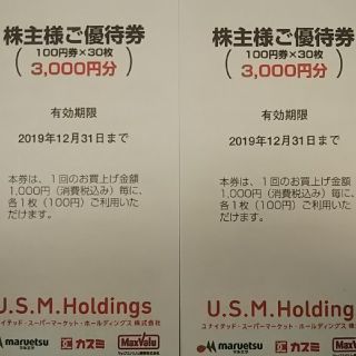 匿名配送　カスミ マルエツ マックスバリュ USMH 株主優待券 6000円(ショッピング)
