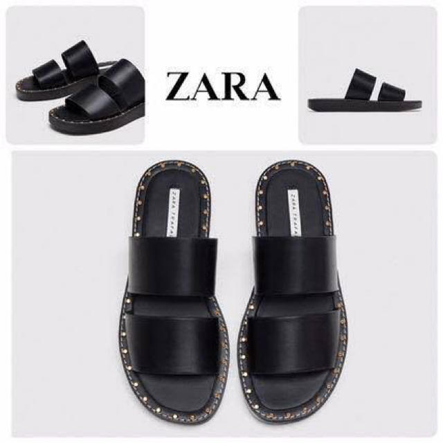 ZARA(ザラ)の6/18削除 ZARA スタッズつきフラットサンダル 37 レディースの靴/シューズ(サンダル)の商品写真