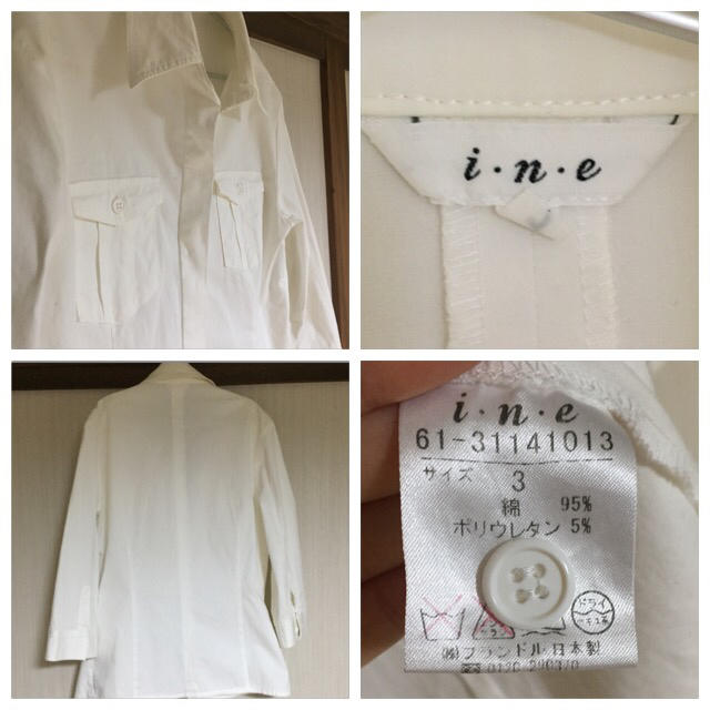 i.n.e(インエ)のインエ　七分袖白シャツジャケット レディースのトップス(シャツ/ブラウス(長袖/七分))の商品写真