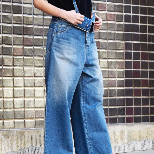 ジョンブル☆サスペンダー付きデニムワイドパンツ 3
