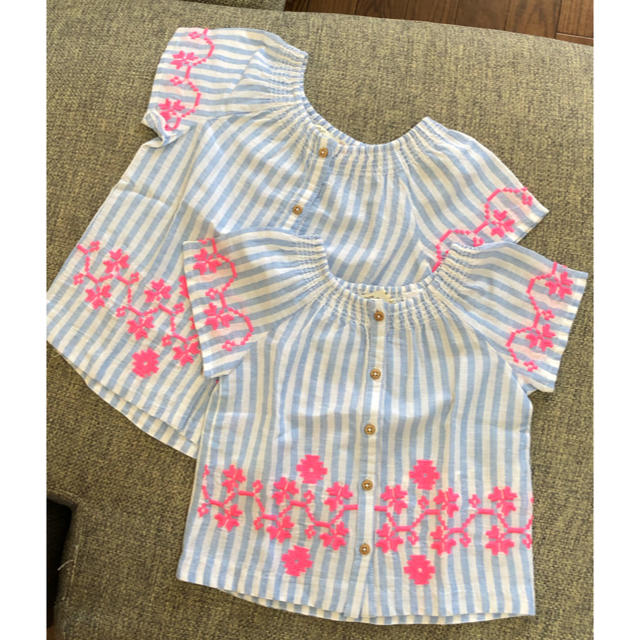 ZARA KIDS(ザラキッズ)の刺繍ストライプブラウス♡104 キッズ/ベビー/マタニティのキッズ服女の子用(90cm~)(ブラウス)の商品写真