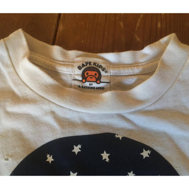 A BATHING APE(アベイシングエイプ)のBAPEKIDS エイプキッズ 白 Tシャツ 100cm 星 猿 キッズ/ベビー/マタニティのキッズ服男の子用(90cm~)(Tシャツ/カットソー)の商品写真