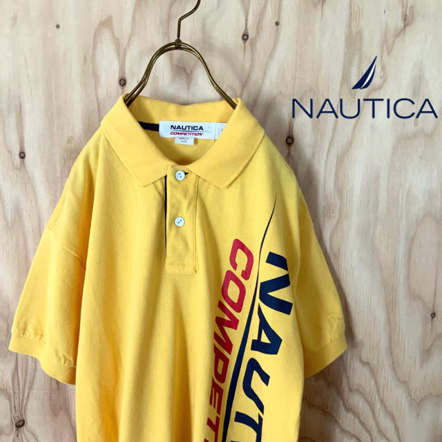 NAUTICA(ノーティカ)の【美品】海外規格 NAUTICA ビッグストライプロゴ  プリント ポロシャツ メンズのトップス(ポロシャツ)の商品写真