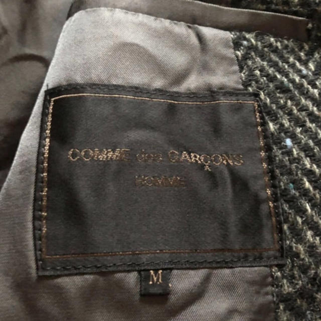 80s comme des garcons homme ツイードコート 襟レザー