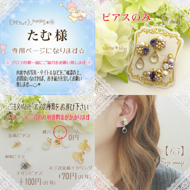 たむ様【65-ピアスのみ】蝶バネイヤリング ハンドメイドのアクセサリー(ピアス)の商品写真