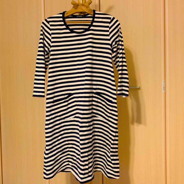 marimekko(マリメッコ)のmarimekko ボーダーカットソーワンピ レディースのトップス(Tシャツ(長袖/七分))の商品写真