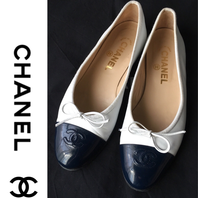 CHANEL - シャネル♡CHANEL フラットシューズ♡ホワイト×ネイビー バイカラー37.5の通販 by Rico♥︎｜シャネルならラクマ