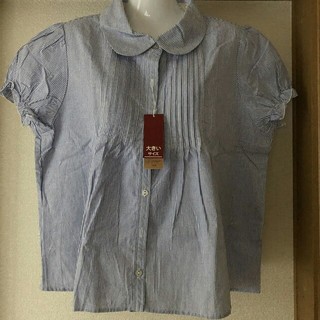 シマムラ(しまむら)のストライプシャツ 大きいサイズ4Lです。タグ付き未使用。(シャツ/ブラウス(半袖/袖なし))
