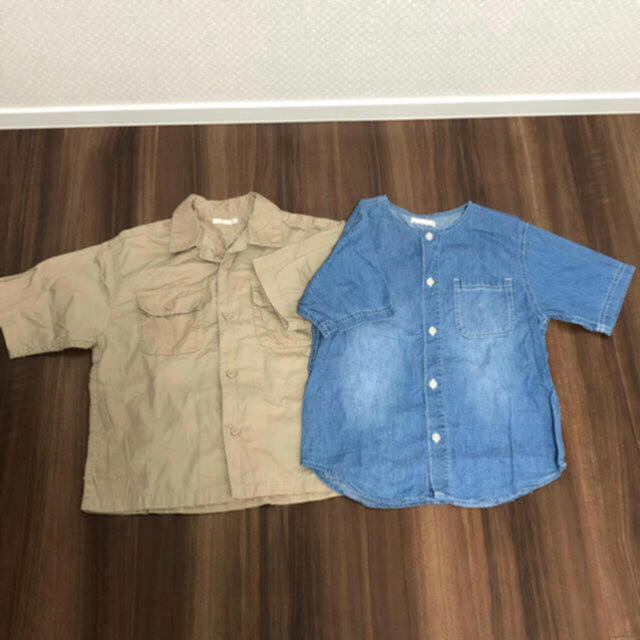 GU(ジーユー)のGU シンプル シャツ セット 120 キッズ/ベビー/マタニティのキッズ服男の子用(90cm~)(Tシャツ/カットソー)の商品写真
