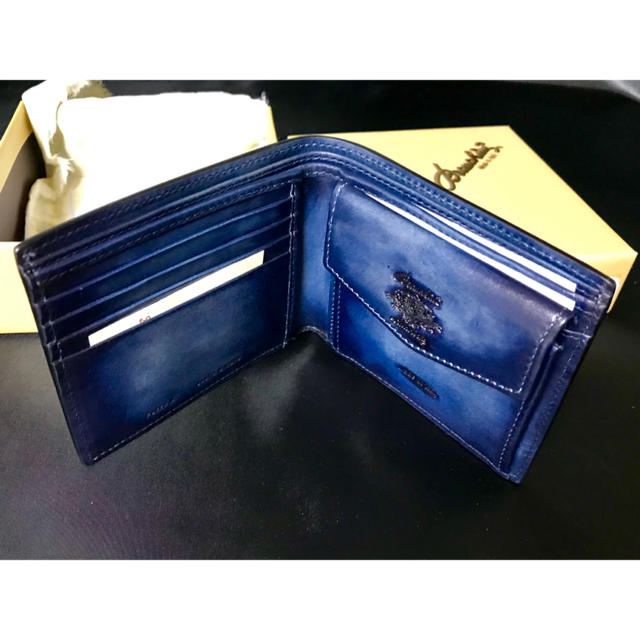 新品 色彩の魔術師ステファノブランキーニ  小銭入れ付き折財布 濃青 パティーヌ 1
