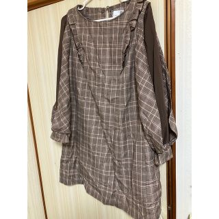 アクシーズファム(axes femme)のまとめ買いで割引【axes femme】チェックサックワンピース(ひざ丈ワンピース)