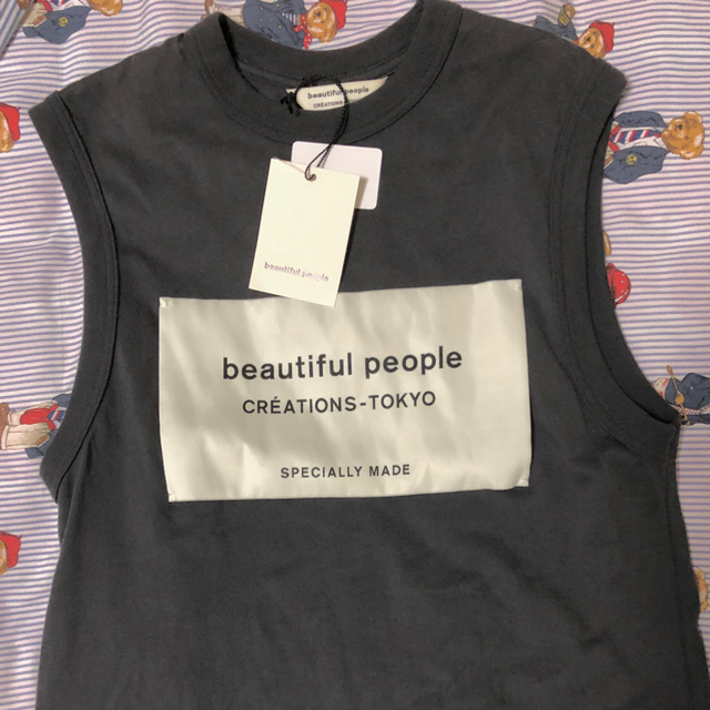 beautiful people(ビューティフルピープル)のビューティフルピープル チャコールグレー ネームタンク レディースのトップス(Tシャツ(半袖/袖なし))の商品写真