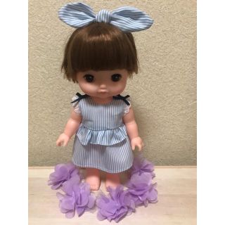 ハンドメイド・メルちゃんソランちゃんレミンちゃん服ワンピース&ヘアバンド(人形)