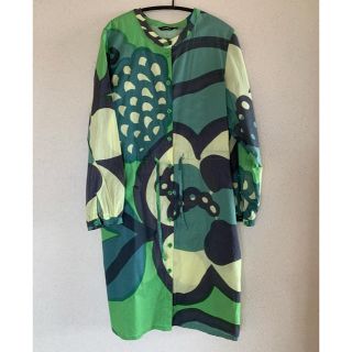 マリメッコ(marimekko)のmarimekko マリメッコ シャツワンピース グリーン(ひざ丈ワンピース)