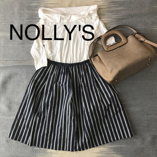 ノーリーズ(NOLLEY'S)のNOLLY'S✳︎パリッと爽やかストライプ膝丈スカート(ひざ丈スカート)