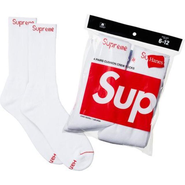 Supreme(シュプリーム)のSupreme Hanes Crew Socks white 4足セット メンズのレッグウェア(ソックス)の商品写真