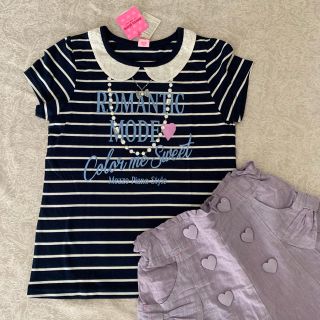 メゾピアノジュニア(mezzo piano junior)の新品 メゾピアノジュニア レース襟 半袖カットソー 150(Tシャツ/カットソー)