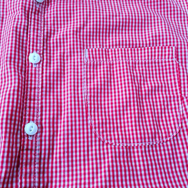 NATURAL LAUNDRY(ナチュラルランドリー)の赤チェック 半袖シャツ レディースのトップス(シャツ/ブラウス(半袖/袖なし))の商品写真