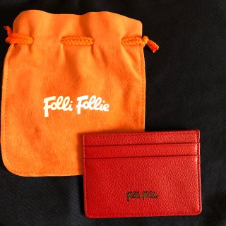 フォリフォリ(Folli Follie)のフォリフォリ カードケース パスケース 赤 両面 定期入れ 巾着(名刺入れ/定期入れ)