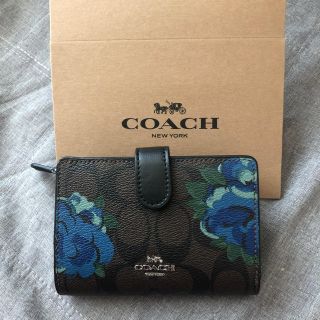 コーチ(COACH)のcoach 財布 青 花柄(財布)