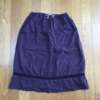 スカート紫コットン刺繍(ひざ丈スカート)