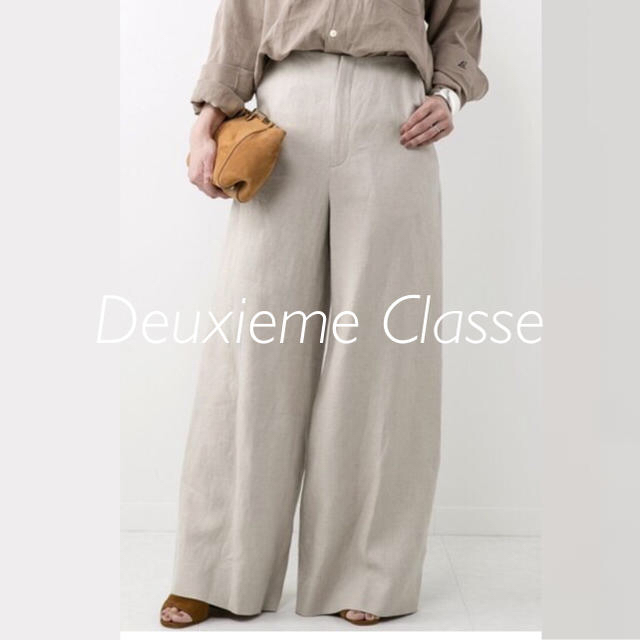 DEUXIEME CLASSE(ドゥーズィエムクラス)の極美品⭐️定価22680円／ドゥーズィエムクラス／リネンツイルワイドパンツ 38 レディースのパンツ(カジュアルパンツ)の商品写真