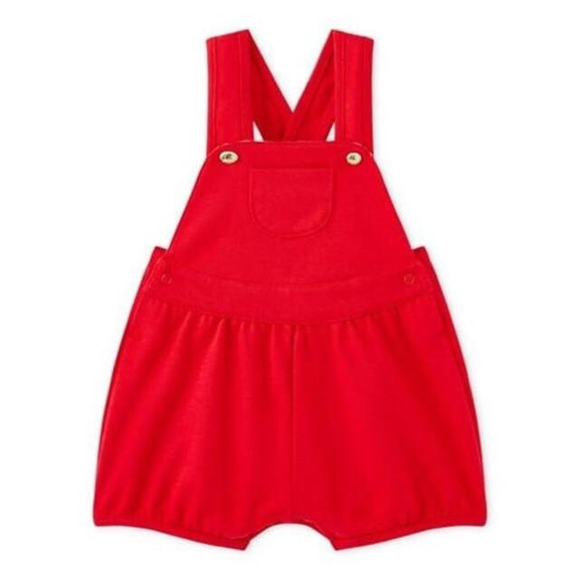 PETIT BATEAU(プチバトー)の新品未使用 プチバトー 24m ショートサロペット 赤 レッド キッズ/ベビー/マタニティのベビー服(~85cm)(パンツ)の商品写真