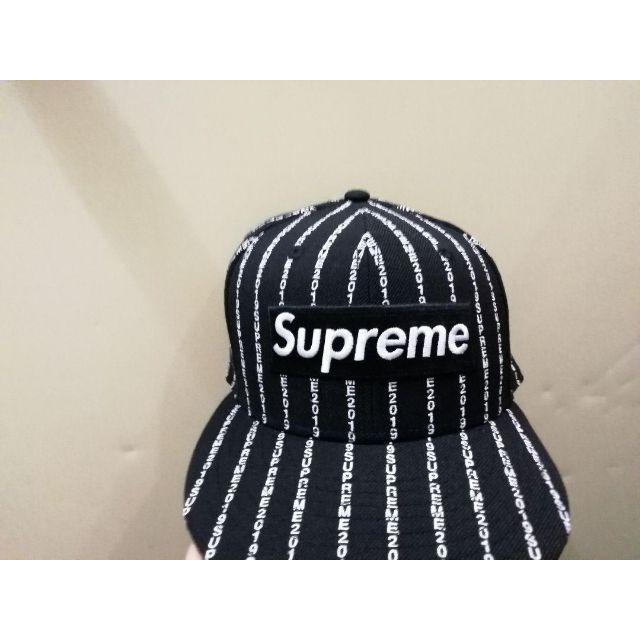 Supreme Text Stripe New Era Black 7 1/2