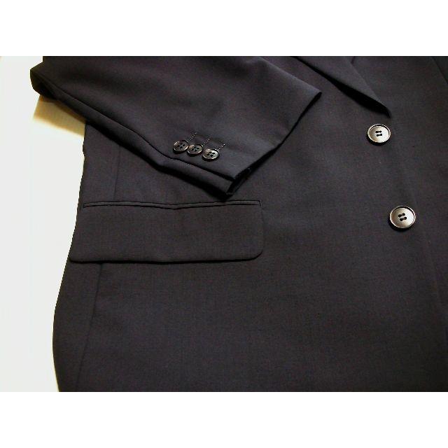bl★春夏薄地純毛ブラックnavyblack（ほぼ黒)無地 シングルスーツ-L メンズのスーツ(セットアップ)の商品写真