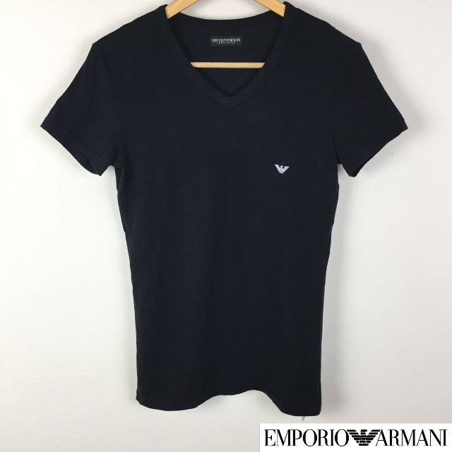 Emporio Armani(エンポリオアルマーニ)の美品 エンポリオアルマーニ 半袖Tシャツ ブラック サイズM メンズのトップス(Tシャツ/カットソー(半袖/袖なし))の商品写真