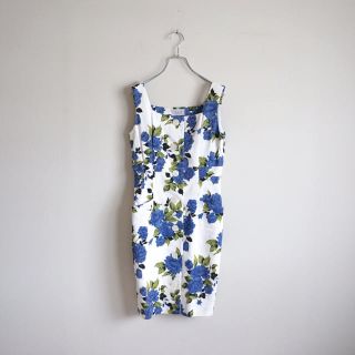 vintage square neck sleeveless one-piece(ひざ丈ワンピース)