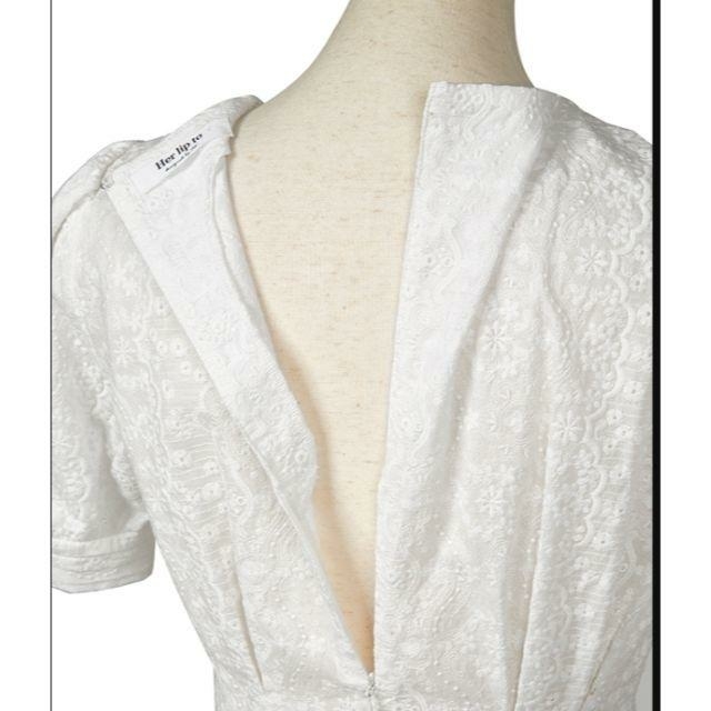 【送料込】Tie Front Embroidery Dress White-S 2