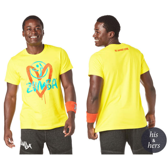 Zumba(ズンバ)のzumba 黄色 Tシャツ ハート XS/S レディースのトップス(Tシャツ(半袖/袖なし))の商品写真