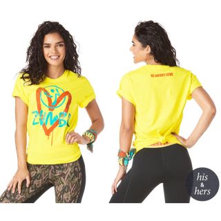 ズンバ(Zumba)のzumba 黄色 Tシャツ ハート XS/S(Tシャツ(半袖/袖なし))