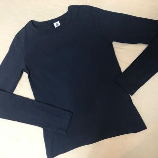 プチバトー(PETIT BATEAU)の美品 プチバトー ネイビー 長袖 カットソー(カットソー(長袖/七分))