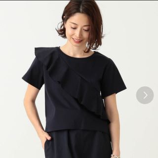 デミルクスビームス(Demi-Luxe BEAMS)のカットソー トップス フリル Tシャツ / ブラウス  ネイビー (未使用)(カットソー(半袖/袖なし))