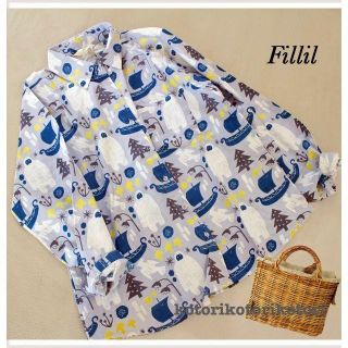 メルロー(merlot)のSALE【Fillil/フィリル】イエティのふるさとプリント長袖シャツブラウス(シャツ/ブラウス(長袖/七分))