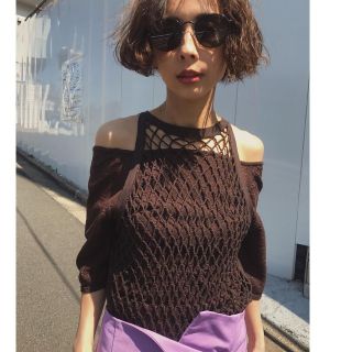 アメリヴィンテージ(Ameri VINTAGE)の新品未使用タグ付！MEDI CROCHET LAYERED KNIT！(Tシャツ(半袖/袖なし))