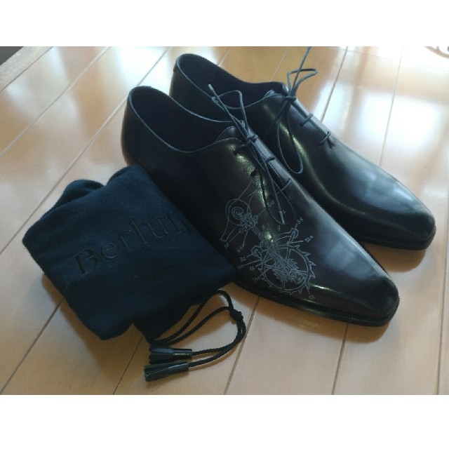 Berluti - 絶盤ベルルッティBerlutiベネチアンレザー革スコットキャンベル刺繍靴黒7.5
