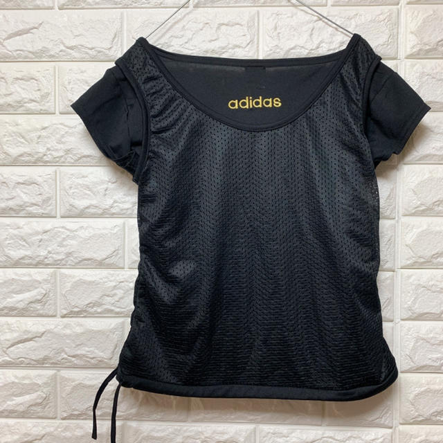 adidas(アディダス)のadidas アディダス ビッグロゴ  タンクトップ + Tシャツ 一体型 レディースのトップス(Tシャツ(半袖/袖なし))の商品写真