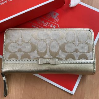 コーチ(COACH)の新品 COACH コーチ  長財布 ゴールド   リボン(財布)