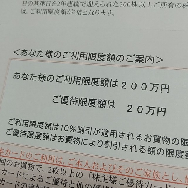 三越伊勢丹☆株主優待カード（新品＊200万円迄お買い物可能！)
