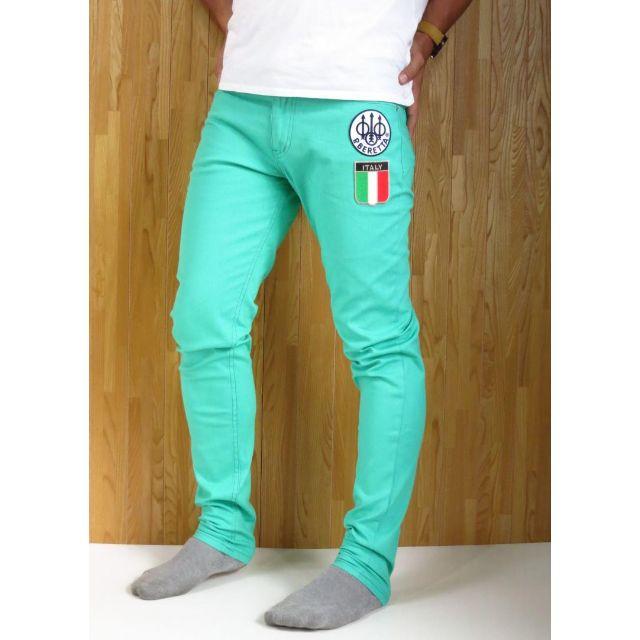 W30~W44ベレッタxイタリア国旗ワッペンスキニーパンツミントグリーン緑メンズ メンズのパンツ(デニム/ジーンズ)の商品写真