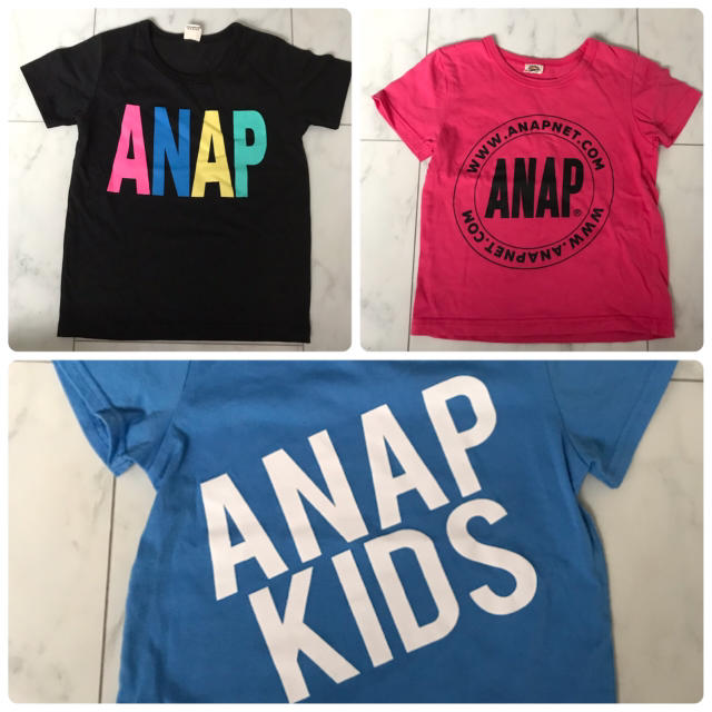 ANAP Kids(アナップキッズ)のANAP  キッズTシャツ  3枚セット キッズ/ベビー/マタニティのキッズ服女の子用(90cm~)(Tシャツ/カットソー)の商品写真