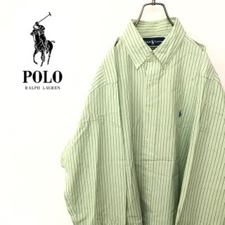 ポロラルフローレン(POLO RALPH LAUREN)の【激レア】ポロラルフローレン☆ワンポイント刺繍ロゴ長袖ストライプシャツ90s(シャツ)