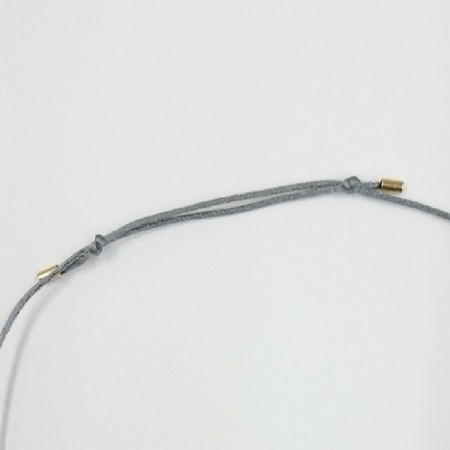 コットンパール×サテンコード１粒メタルネックレス(グレー)  ハンドメイドのアクセサリー(ネックレス)の商品写真