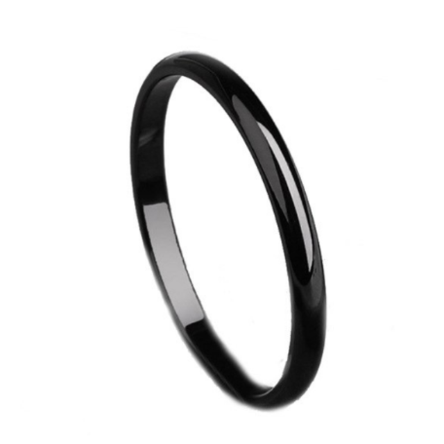 シンプルなファッションリング2mm (ブラック) レディースのアクセサリー(リング(指輪))の商品写真